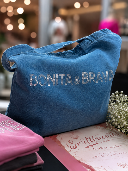 Denim Tote Bag | Sparkling Rhinestone Statement bag