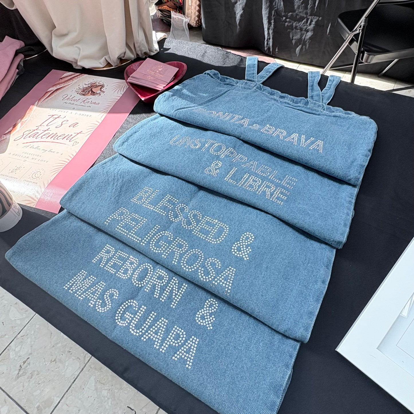 Denim Tote Bag | Sparkling Rhinestone Statement bag